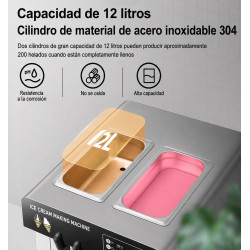 Máquina Comercial de Helado Suave de 6L x 2 con Doble Tanque de Acero Inoxidable