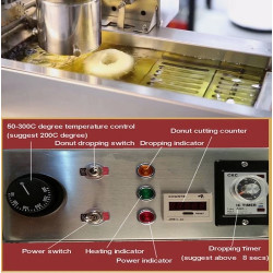 Máquina automática para hacer donas con freidora y 3 juegos de moldes.